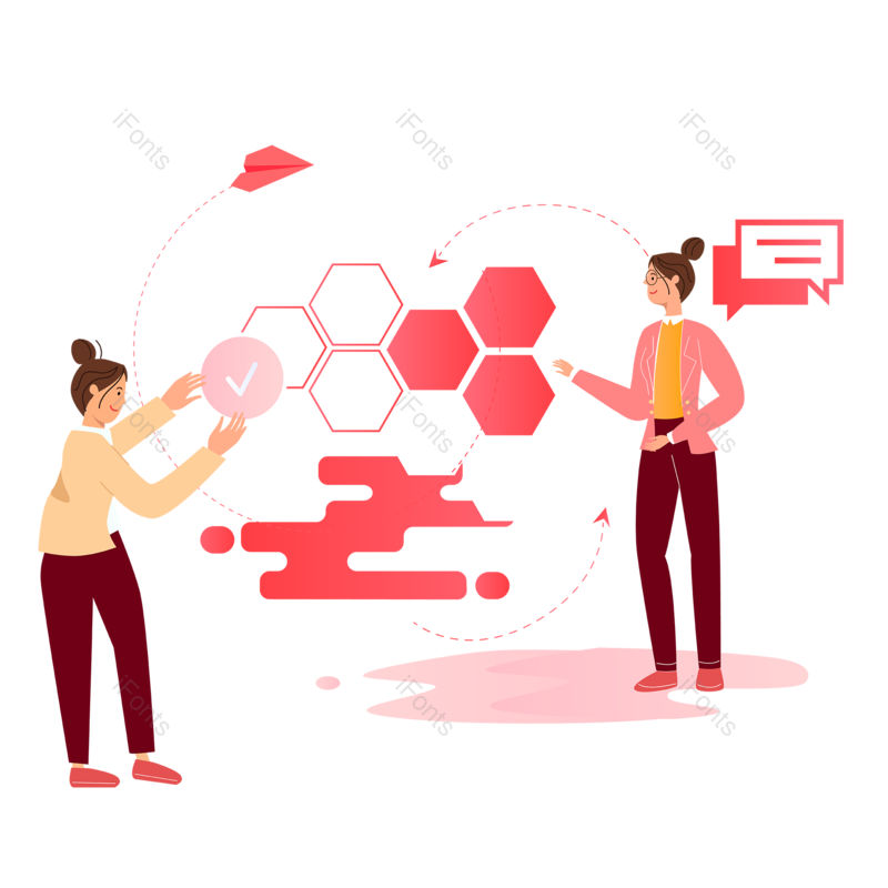 对话框图片,人物元素,合作PNG,商务免抠素材